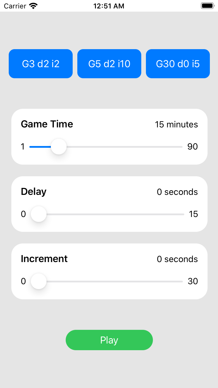 ChessClocks game settings